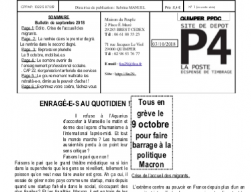 Bulletin de septembre 2018