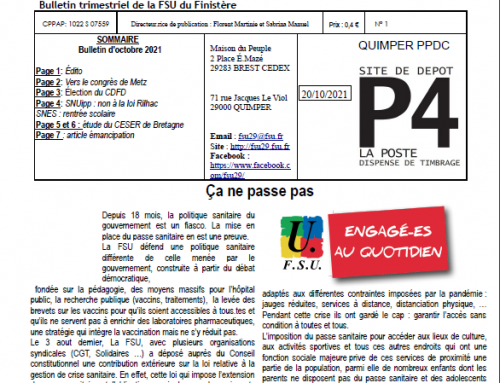 Bulletin n°1 –  octobre 2021