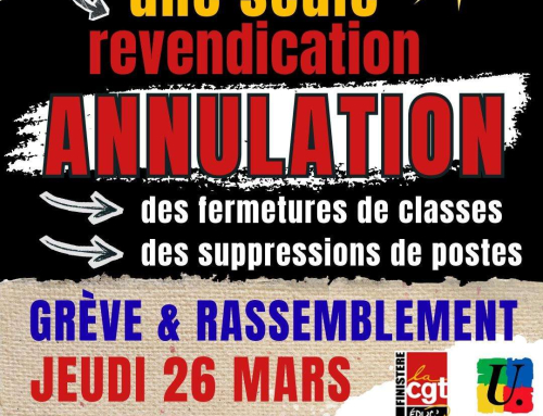 Stop aux suppressions de postes! En grève le jeudi 26 mars.